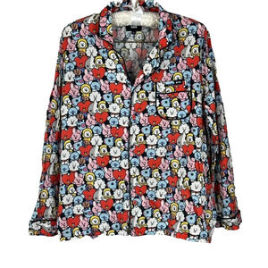 BT21 Pajama Top Allover Print Women's Size M Sleep Shirt Visible Mending Back